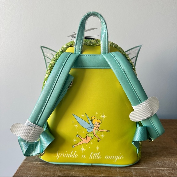 Loungefly Disney Tinker Bell Sequin Mini Backpack NWT - Picture 4 of 11